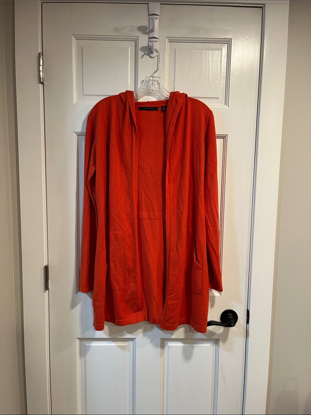Cyrus Hooded Cardigan with Front Pockets in Burnt Orange Size Small